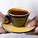 Hoomeet Ceramic Espresso Cups and Saucers, 2.5 oz Embossed Demitasse Cups, Set of 6, Six Colors Assorted