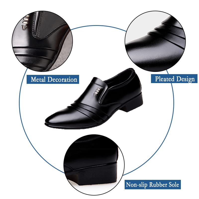 Men’s Dress Shoes Oxfords Uniform Business Slip On Formal Soft Classic Wedding Casual Modern Work Shoes Black US6-152