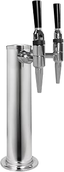 Kegco DT145-2P-STOUT 14 Tall Polished Stainless Steel Tower - Stout Faucets, 2 Faucet
