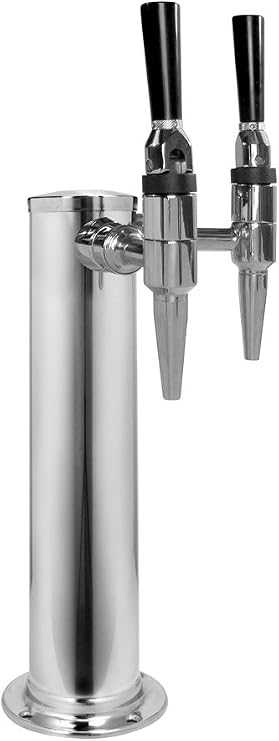 Kegco DT145-2P-STOUT 14 Tall Polished Stainless Steel Tower - Stout Faucets, 2 Faucet