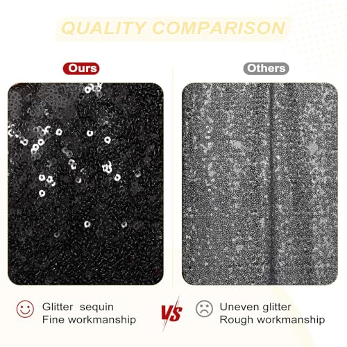 Image of PartyDelight Black Sequin Backdrop 5x10ft 2 Panels 4 Inch Rod Pocket | Dense 3mm black sequins on mesh backing with 4 inch rod pocket for wide reception walls head tables stages and layered event