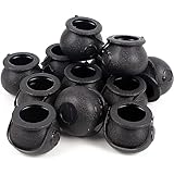 Lawnrden Caldero de Brujas | Hervidores de caldero de Halloween, 12 Cuencos de plástico para Servir Dulces de Bruja, Mini Cubos Negros para el hogar, Cocina, Fiesta, decoración Interior y Exterior