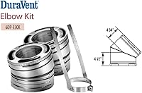 Vista 2 de DuraVent DuraPlus - Kit de codo giratorio de acero inoxidable de 30 grados para ventilación de estufa de leña, 6 pulgadas