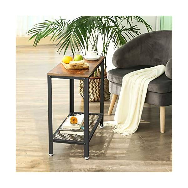 VASAGLE Industrial Side Table, 2-Tier Nightstand with Mesh Shelf, End Table for Small Spaces, Sturdy and Easy Assembly, Wood Look Accent Furniture with Metal Frame, Rustic Brown ULET31BX - Image 6