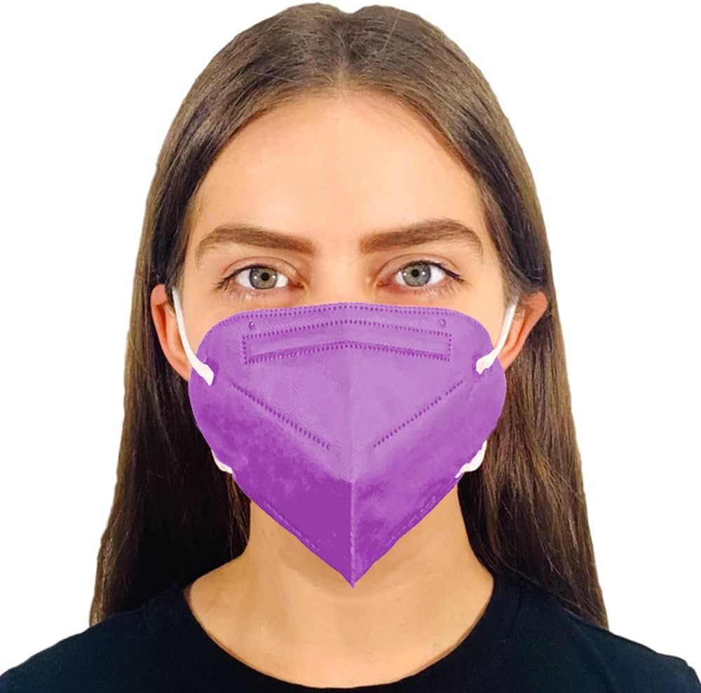 5-Layered Disposable Adult Fitted Face Masks Manufactured in the USA for Outdoor and Indoor Use Breathable and Comfort with Adjustable Nose Bridge (Lavender Purple) : Industrial & Scientific