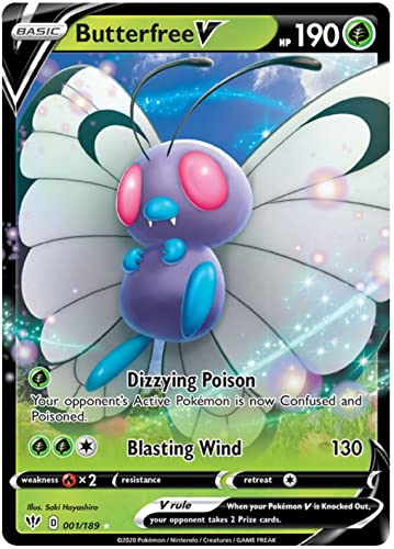 Butterfree V 001/189 Ultra Rare Pokemon Card (Darkness Ablaze) + 1x TitanCards® Toploader