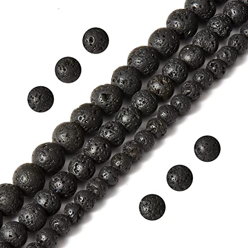 Image of 51pcs Natural Beads Round Black Lava Gemstone Beads Loose Beads 8 MM || Remove's Negativity || Feng Shui || Reiki ||Gemstone || लावा