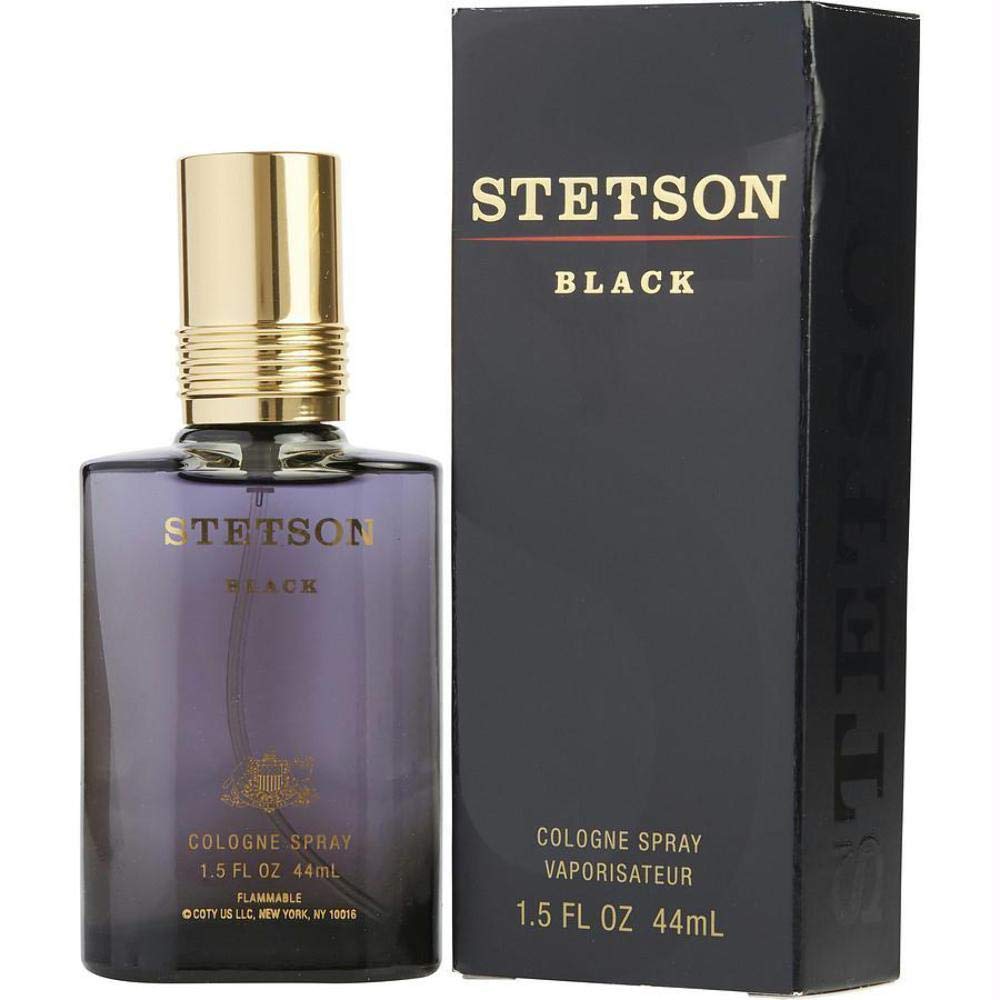 Stetson Black Cologne for Men, Bold and Dark Mens Perfume,1.5 Fl Oz | For Everyday Wear, Woody, Spicy, Leather & Masculine Fragrance, Great Gift, Sandalwood, Suede & Warm Spice Notes