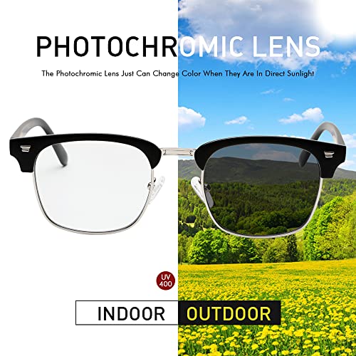 ZAMGIC Photochromic Sunglasses Blue Light Blocking Glasses for Men and Women Day Night Multi-use Eyeglasses (Matte Black)