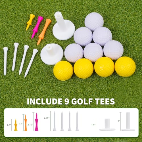 LotFun 5x4ft Dual-Turf Golf Mat with Embedded Ball Tray, Thicken Golf Hitting Mat, Practice Mat with 9 Golf Balls 9 Tee for Hitting, Driving, Chipping, Swing in Backyard, Garage or Basement - Image 5