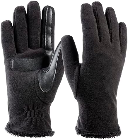 isotoner Women's Stretch Fleece Touchscreen Texting Cold Weather Gloves with Warm, Soft Lining, smartDRI Black, One Size