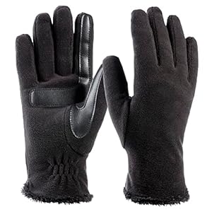 isotoner womens Stretch Fleece Gloves With Microluxe Lining and Smart Touch Technology