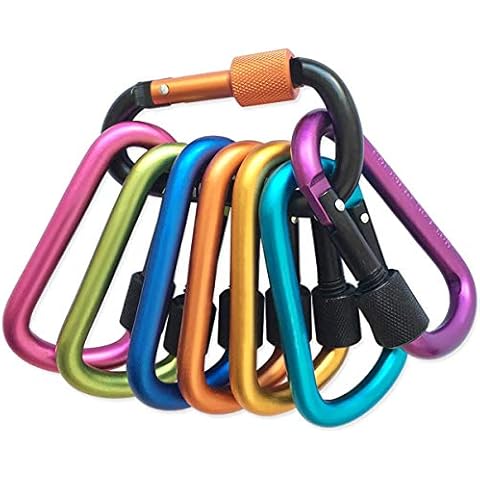 Locking Carabiner, 8-colors Premium Aluminum Alloy D-ring Carabiner Clips for Outdoor, Camping, Hiking, Traveling, Fishing, Backpack, (8 pcs) Cover