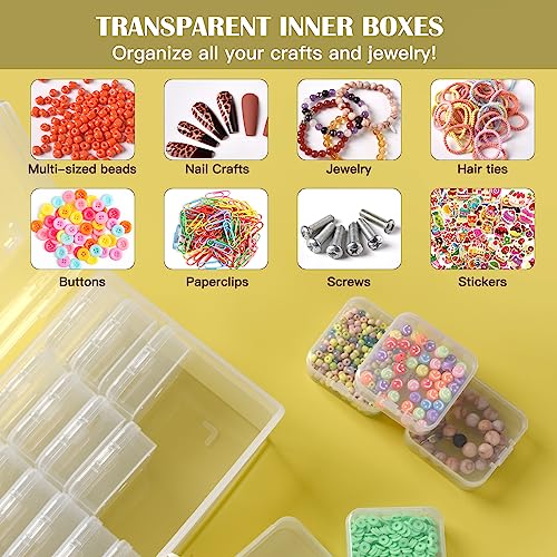 Image of Douorgan Small Bead Storage Containers 28 Pieces Plastic Storage Organizers Portable Art Storage Case Transparent Boxes Jewelry Beads Storage Box(1 Pack)