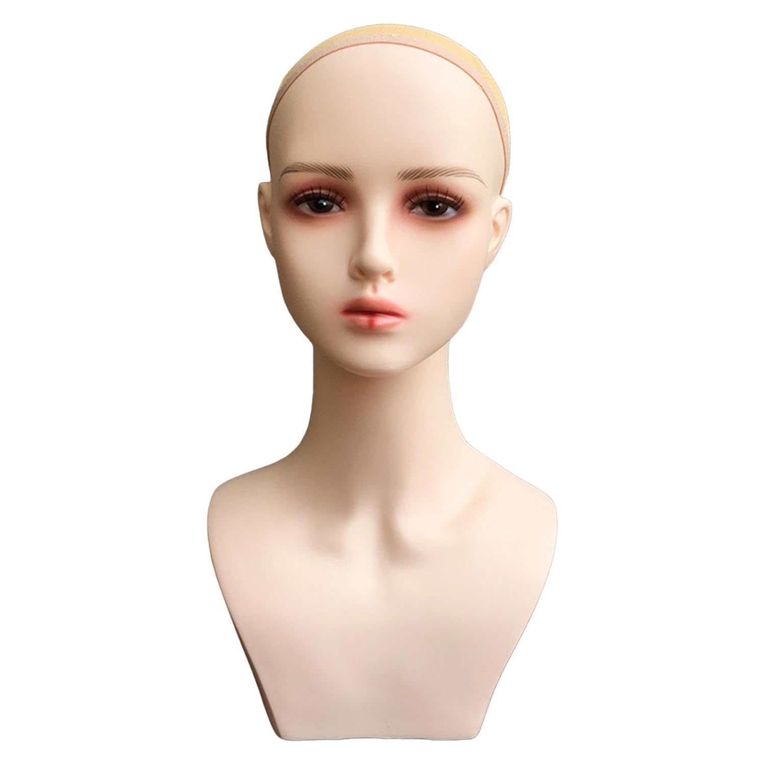 Female Mannequin Head,Manikin, Multifunctional Wig Display Stand with Shoulder for Wigs Making Styling Scarf Hats Hairpieces, Style C