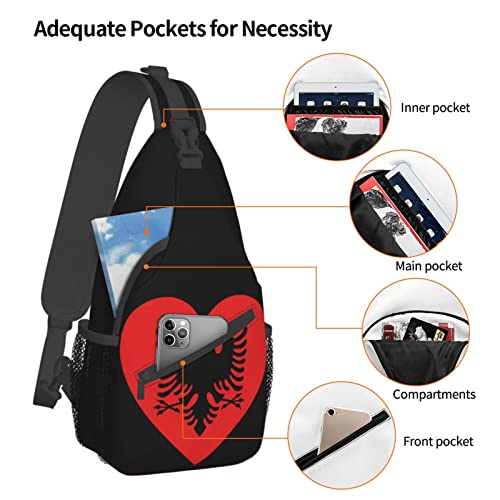 Mochila Cruzada Unisex Love Albania Flag miniatura 5