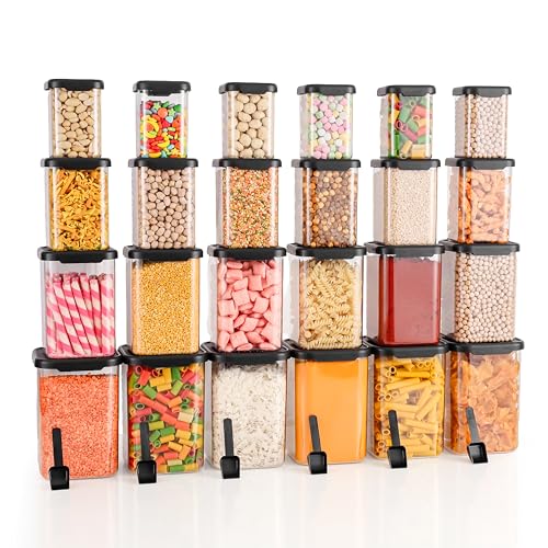 Image of Kitchen Storage Set Of 24 Airtight Containers Set For Kitchen Storage And Containers Box For Pantry Organization And Container For Kitchen Storage Containers Set of 24-(350ml+650ml+950ml+1400 ml)