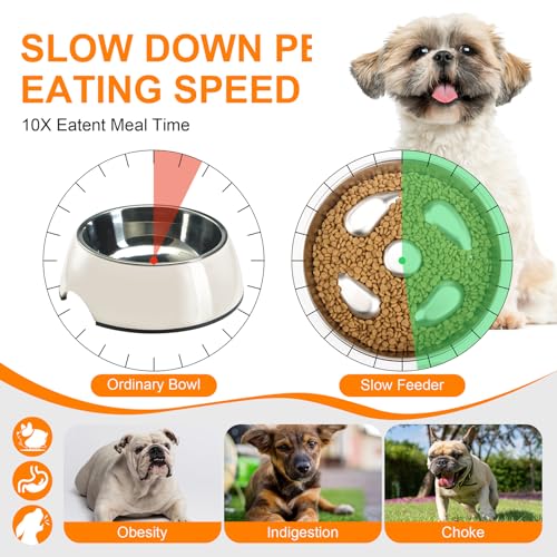 Antischlingnapf Hunde Edelstahl, ACEONE Anti Schling Napf Hund mit Silikonmatte, Metal Slow Feeder Hundenapf, Schlingnapf Hunde Groß mit Napfunterlage Hund (Silikonmatte)