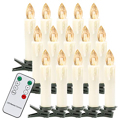 VINGO 30er LED Weihnachtskerzen mit Fernbedienung Kabellos Warmweiß Kerzen Dimmbar Christbaumkerzen für Weihnachtsbaum?Christbaumsdeko