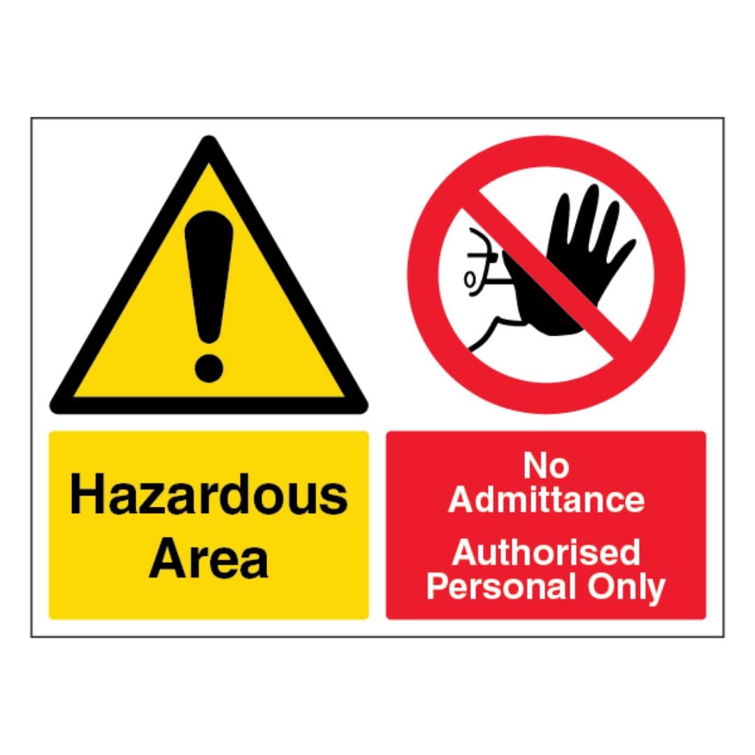 V Safety Hazardous Area/No Admittance - Landscape 400 x 300 mm - 3mm Aluminium Composite Safety Sign