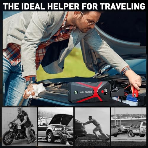 NHOWIN Jump Starter, 1600A Peak Car Battery Jump Starter 12V Portable Car Jump Starter for Up to 8.5L Gas & 5.0L Diesel Engines with LED Display Flashlight
