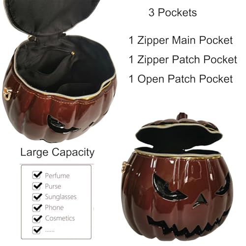 Image of Men and Women PVC Pumpkin Shaped Crossbody Shoulder Bag Handbag Halloween Pumpkin Purse