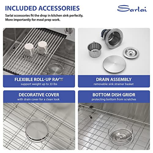 33 Undermount Sink Double Bowl - Sarlai 33X19 Kitchen Sink Undermount Stainless Steel 16 Gauge Round Corner Double Bowl 50/50 Sink Basin #TOP6