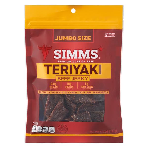 5imm's Teriyaki Beef Jerky - 5 oz (142g), (Pack of 2, 10 oz) | Great for a On-the-Go Snack, Post-Workout Snack, Charcuterie Boards, Travel or Camping Food