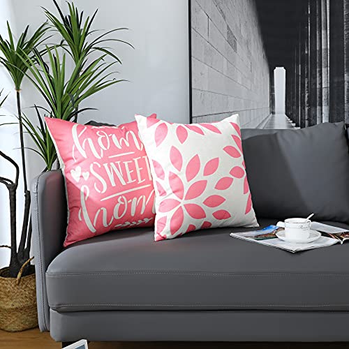Homefeelzydys Cushion Covers,Cushion Covers 40 x 40 set of 4 Pink Square Throw Pillow Case cushion covers 16x16 4Pack For Outdoor Patio Garden Blench Living Room Sofa Farmhouse Decor - Image 3