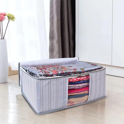 MERAO Non-Woven Printed Saree Cover/Cloth Storage/Wardrobe Organizer For Clothes with Transparent Window (PACK OF 10) 4 51h3mcfWG4L