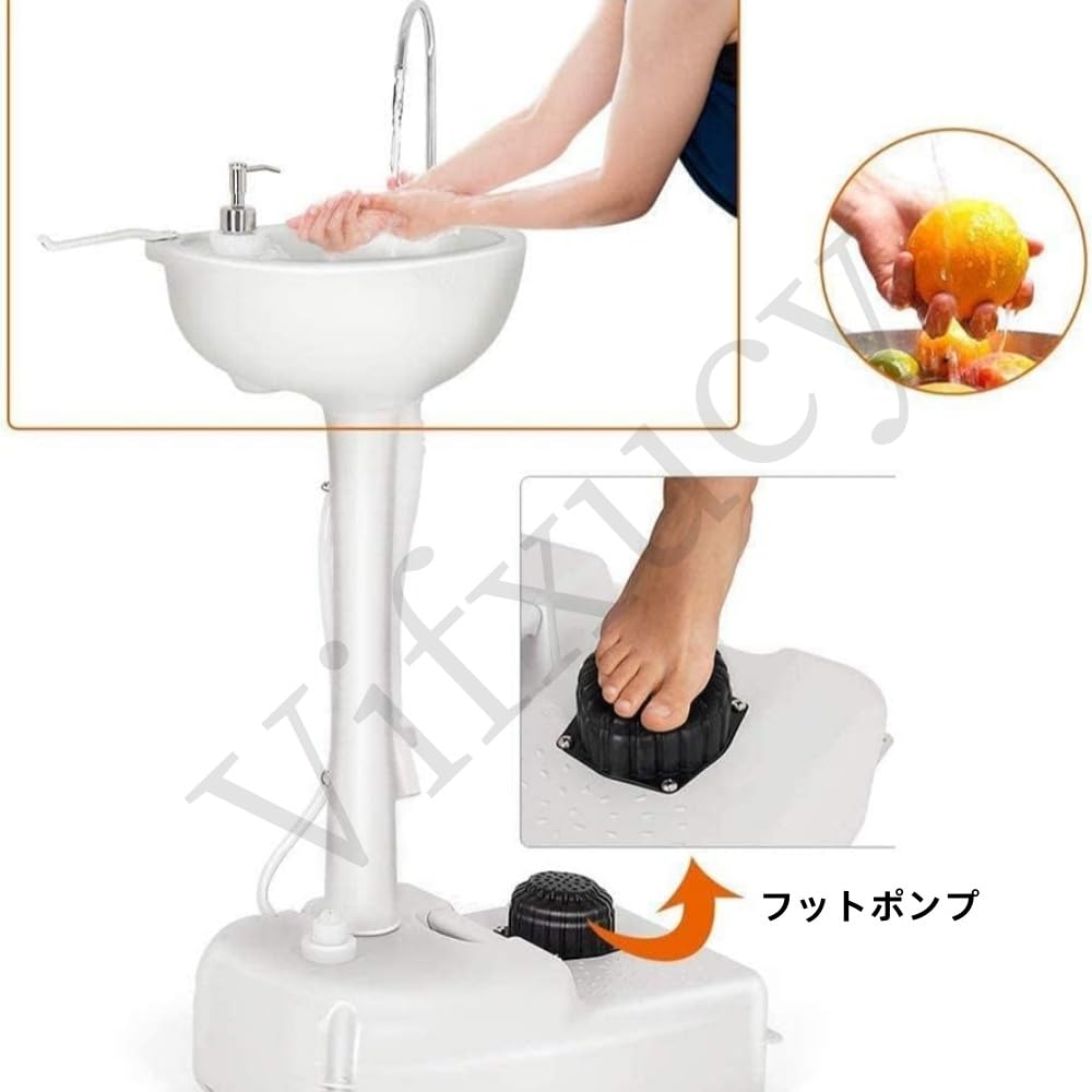新、コンパクトシンク充電式、照明付き Amazon | Vifxucyポータブル洗面器 シンク ポータブル洗面台