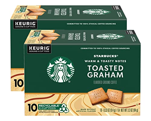 Image of Starbucks Coffee Company Flavored Ground Coffee K-Cup Pods, Toasted Graham, Signature Collection, 100% Arabica Coffee, Recyclable K-Cup, 10 CT K-Cup Pods /Box (Pack of 2 Boxes),10 Count (Pack of 2)