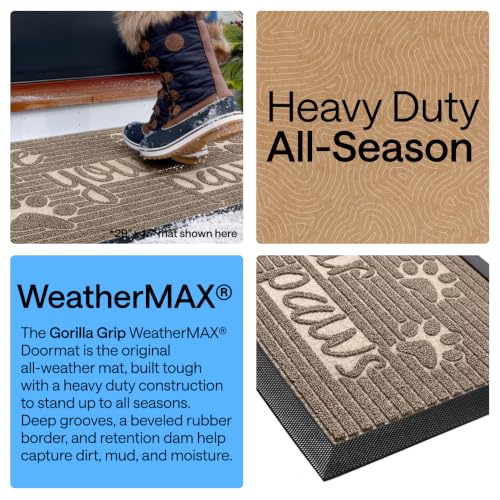 Image of GORILLA GRIP WeatherMAX Door Mat, Indoor Outdoor Use, 29x17, Beige Paw
