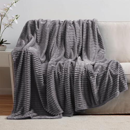 Image of Nestl Purple Throw Blanket for Couch - Cozy Warm Fuzzy Blankets for Women, Set of 2 Small Fleece Throws for Girls - Dusty Purple, 50 x 60 Inches
