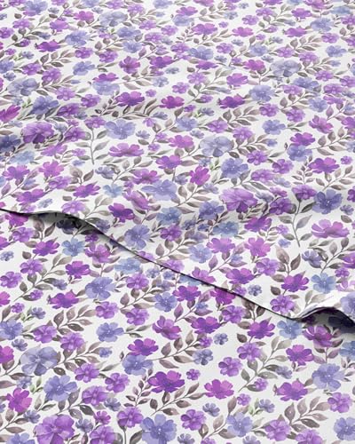 Image of Full 4 Piece Floral Sheet Set - Soft, Breathable & Cooling - Purple Bloom
