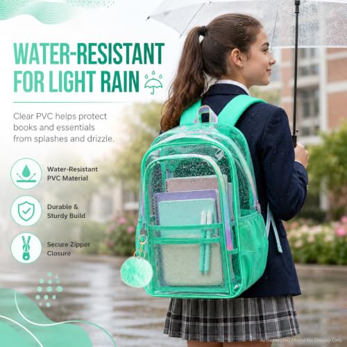 Image of AGSDON Clear Backpack, Heavy Duty Transparent Bookbag, See Through PVC Backpacks for Women Men