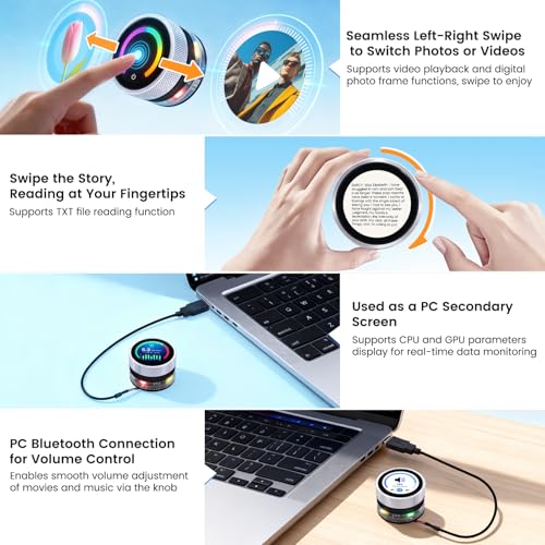 Image of ESP32 Rotary Display 240x240-1.28 Inch HMI IPS Round Knob Touch Display Development Board, 2.4G WiFi and BLE Capacitive Touch Screen Compatible with Arduino IDE and The LVGL Library, Silver