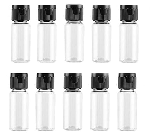 24 botellas cilíndricas vacías recargables de PET transparente con tapa abatible negra, muestra de viaje, contenedor de almacenamiento, lata para disponible en Yaxa Costa Rica