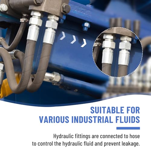 Image of 12 Pack Hydraulic Hose Fittings: 3 /8 inch I.D. Hose x 3 /8 inch NPTF Male with Protection Cover, Hydraulic Hose End Crimp Fitting Kits Compatible with U-Series Hoses