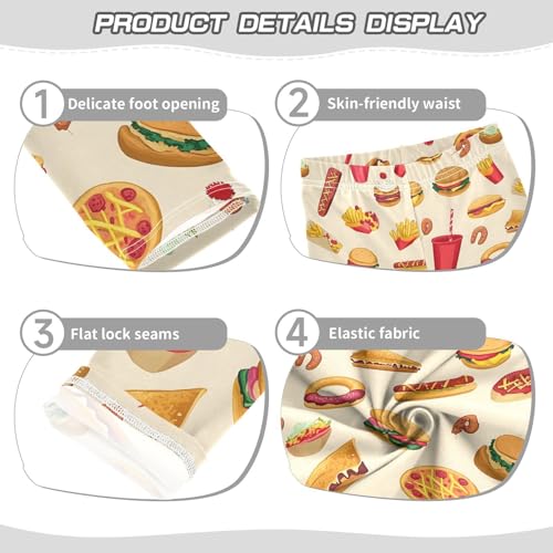 Burger Hot Dog Fries Food Design Girls Leggings Soft Stretch Workout Yoga Dance Pants for Kids Casual Tights3