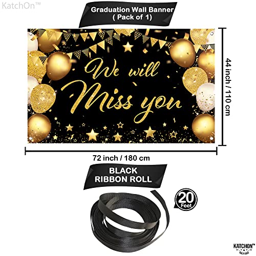 Image of KatchOn, Black and Gold We Will Miss You Banner - Xtralarge, 72x44 Inch | Graduation Backdrop for 2026 Graduation Party Decorations | Backdrop for We Will Miss You Decor | Graduation Decorations 2026