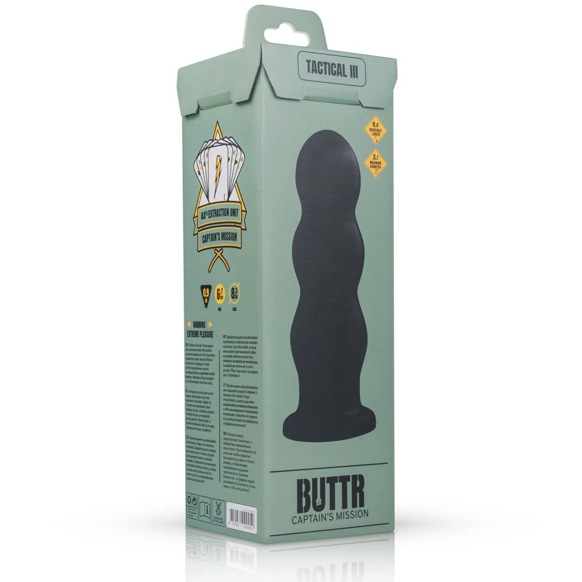 BUTTR Tactical III Buttplug (Ø 7,00 cm) Con un Snsacional Diseño de Triple Ondulación y Base Plana Ancha - Enchufe Anal Enorme XXL para el Usuario Experimentado, Suave, Flexible, Burbuja
