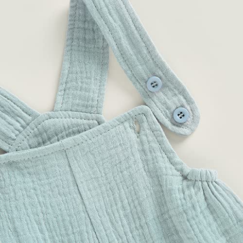 Infant Baby Girl Boy Romper Shorts Linen Sleeveless Jumpsuit Bib Overalls One Piece Outfit Summer Clothes (Light Green, 12-18 Months) #TOP2