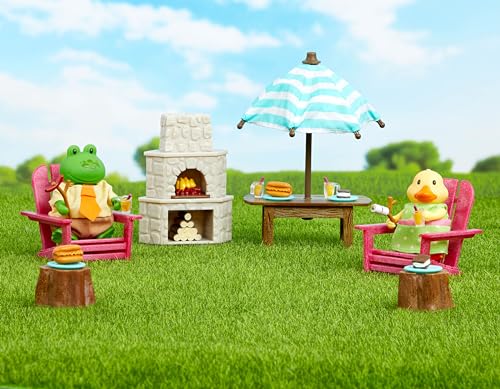 Li'l Woodzeez – Toy Backyard Furniture Playhouse with Miniature Fire Pit & Chairs Dollhouse Playset, Includes 2 Posable Figures, Perfect for Creative 3+ Years by Li'l Woodzeez - Image 4