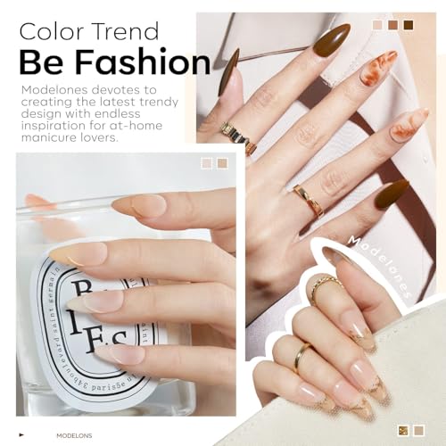 Image of modelones Gel Nail Polish Set- 6 Colors White Nude Brown Gel Polish Skin Tone Neutral Beige Tan Taupe Nail Polish Kit Popular ALL Seasons Soak Off Soapnails Nail Art Manicure DIY Salon Gift for Women