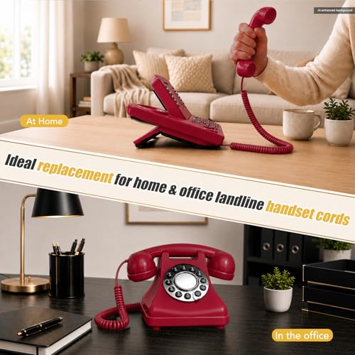 Image of Comtrue Phone Cords for Landline, 2-Pack, Telephone Handset Cords | Red, Universally Compatible, Tangle-Resistant, Noise-free, Go-to Length, Ideal for office & home