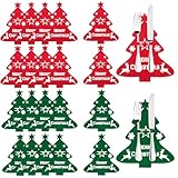 Koboko Besteckhalter Weihnachten Filz,20 Stück Bestecktasche Weihnachten,Besteckbeutel Weihnachtsbaum Tischdeko,Weihnachtsdeko Besteckhalter,Weihnachts Messer Gabeln Löffel Geschirr Besteck Taschen