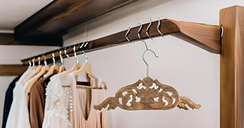 Miniatura 5 de Chaqueta de traje de boda de madera vintage hecha a mano, camisa de esmoquin, colgador de ropa para novio y vestido de novia, antideslizante,