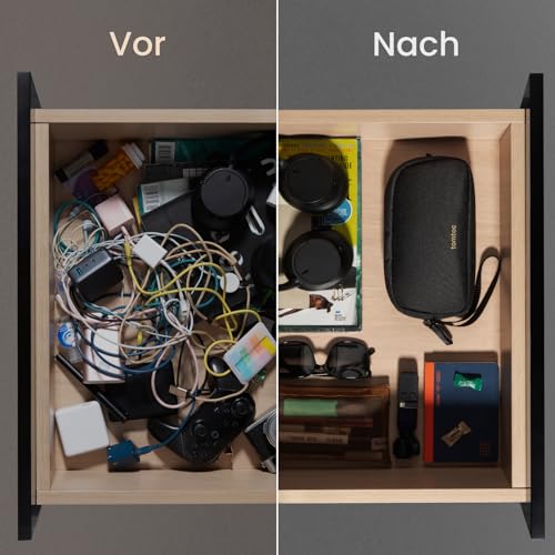 tomtoc Elektronik Organizer Tasche, Wasserresistent EDC Zubehör Kabeltasche, Tragbar Kabelorganizer Tech Pouch Bag für Handy Netzteil, Ladekabel, Ladestecker, Powerbank, Festplatte, Schwarz