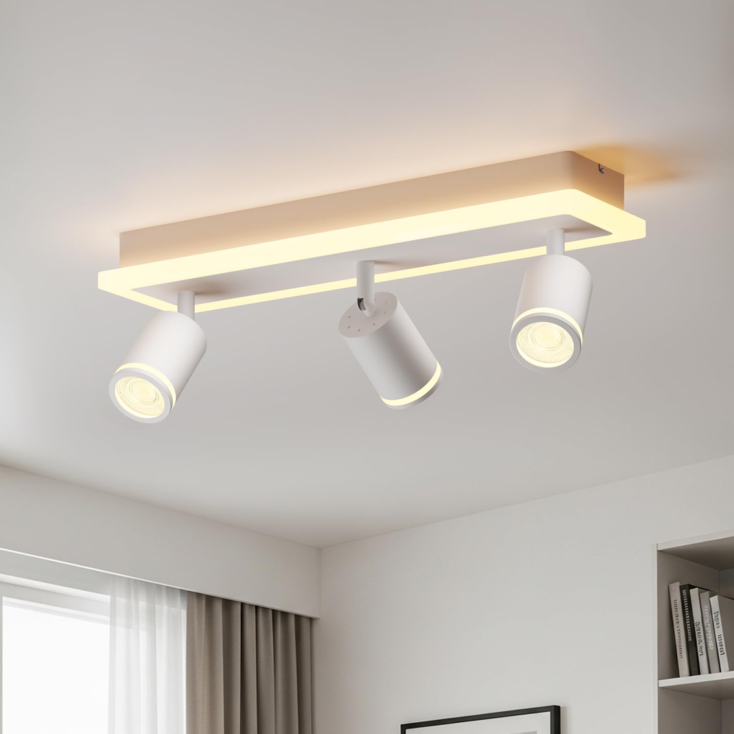Lvwit 3 White Pc Lampshade White Ceiling Light Fitting,3 Way Spot Lights,Bedroom Lights Ceiling With Gu10,Adjustable Kitchen Lights Ceiling,Spotlight Bar Lighting,Living Room Lighting,Modern Ceiling Spots (No Bulbs)